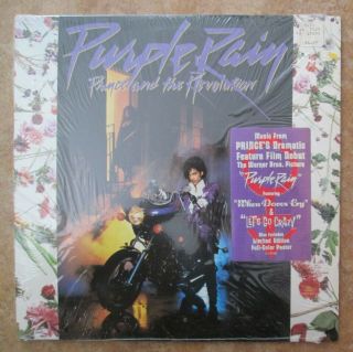 Prince - Purple Rain Lp 1 - 25110 1984,  Poster - In Shrink Hype Sticker Ex/nm