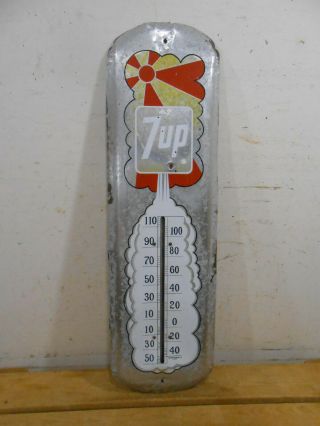1974 7up Cola Large 27 " X 8 " Soda Bottle Thermometer Tin Sign