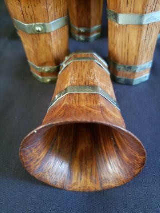 Antique Quartersawn Oak Set Of 6 Cups / Glasses,  - 