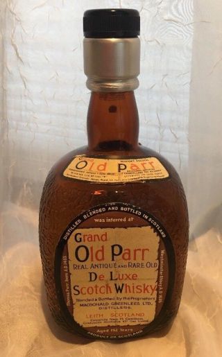 Grand Old Parr Scotch Whisky Empty Bottle Decanter 8 - 1/2 " Tall British Imperial