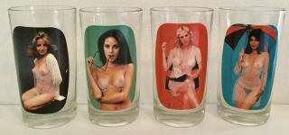 Vintage 1977 Spencer Gifts Striptease Highball Nude Bar Glasses Set Of 4