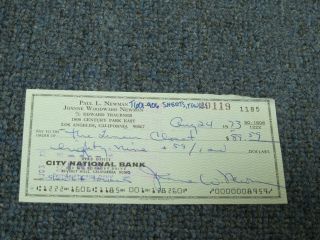 Paul And Joanne Newman Autographed Hand Signed Cancelled Check