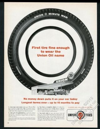 1961 Union 76 Gas Service Station Minute Man Tire Photo Vintage Print Ad