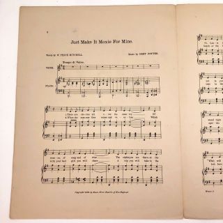 " Make It Moxie For Mine " 1904 Moxie Nerve Food Co.  Advertising Sheet Music