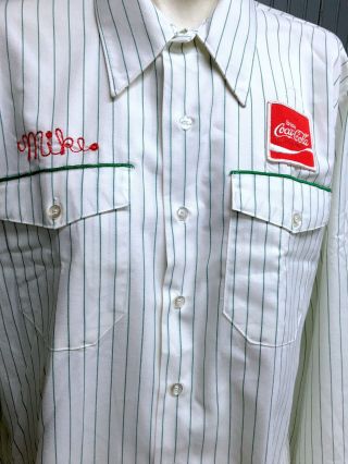Vtg Coca Cola Unitog Driver Mike 17 - 17.  5 / 34 Xl Dress Coke Embroidered Shirt