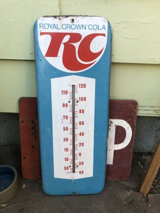 Vintage Rc Royal Crown Cola Metal Thermometer