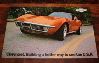 Vintage Nos 1972 Chevrolet Corvette Dealership Chevy Dealer Showroom Poster