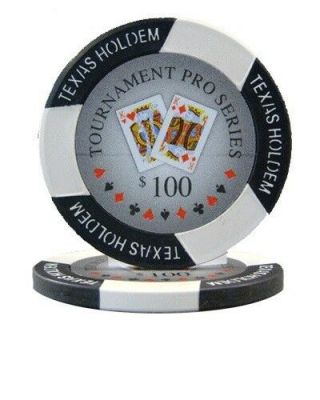 25 Black $100 Tournament Pro 11.  5g Clay Poker Chips - Buy 2,  Get 1
