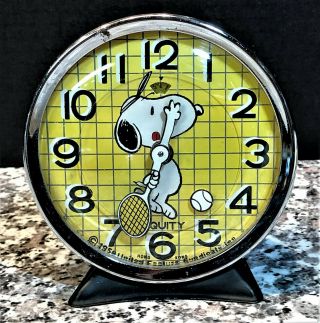Vintage Collectible Rare Snoopy Play Tennis Alarm Clock Model 591