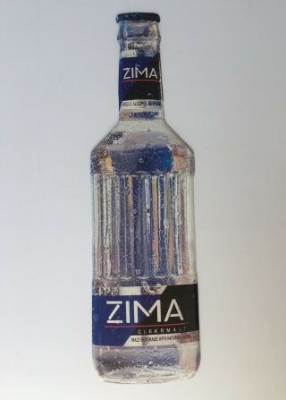 1993 Vintage Zima Malt Beverage Blue Black White Metal Tin Sign “mancave”