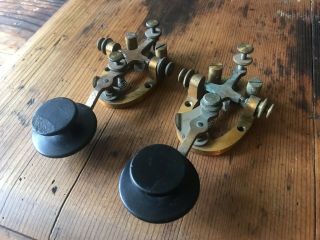 Two Vintage J W Bunnell Co Telegraph Keys Solid Brass York Usa