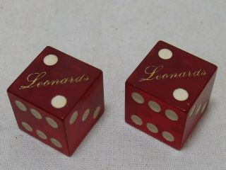 Vintage Acrylic Numbered Dice " Leonards " 5/8 "