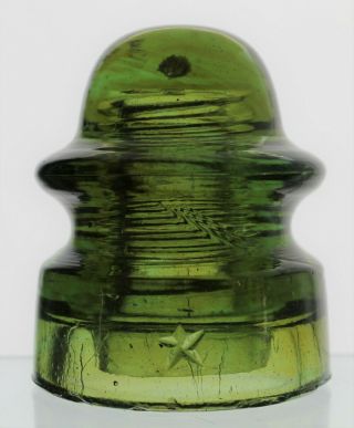 Yellow Olive Green Cd 164 Star Glass Insulator