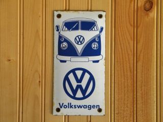 Volkswagen Bulli Old Porcelain Sign 7 - 3/4“x 3 - 7/8“ Vw Gas Advertising Oil T1 T2