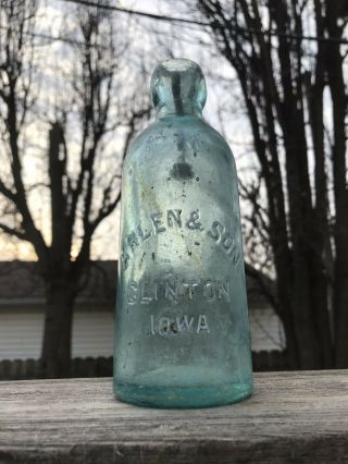 Clinton,  Iowa 1880’s Arlen & Son Hutchinson Soda Bottle Blob Top