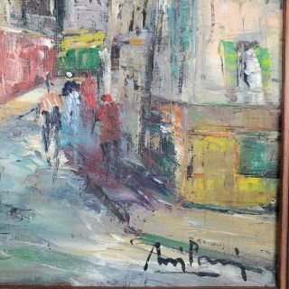 SMALL FRENCH IMPRESSIONIST OIL PAINTING OF PARIS MONTMARTRE | Signed | Canvas 3