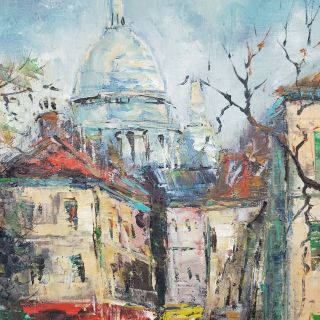 SMALL FRENCH IMPRESSIONIST OIL PAINTING OF PARIS MONTMARTRE | Signed | Canvas 5