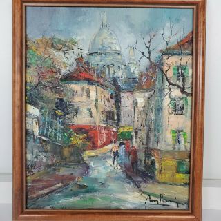 SMALL FRENCH IMPRESSIONIST OIL PAINTING OF PARIS MONTMARTRE | Signed | Canvas 7