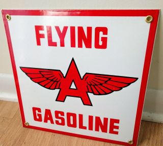 Flying A Rectangular Gasoline/oil Porcelain Advertising Sign
