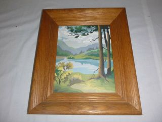 Vtg Paint By Number Painting Pbn Craft Master 1960s Landscape Trees Lake
