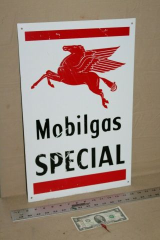Mobil Gas Special Gasoline Pegasus Painted Tin Metal Sign Gas Oil Service Garage