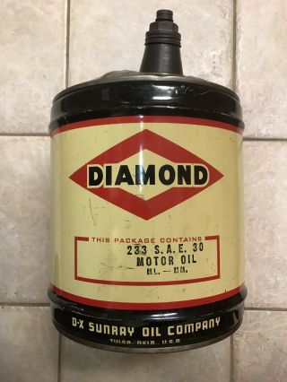 D - X Sunray Oil Company 5 Gallon Oil Can Early Tulsa Oklahoma