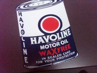 Havoline Can Gasoline Porcelain Advertising Sign