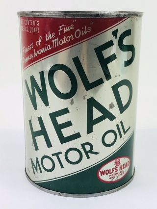 Wolfs Head Motor Oil Oil City Pa 1 Quart Can Gas & Oil Advertising 58