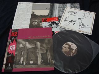 U2 - Unforgettable Fire Japan Promo Vinyl Lp W/obi Signed Card Sticker