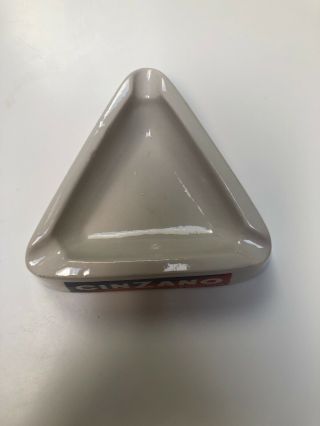 MCM Vintage 60s Cinzano Vermouth Triangle White Ceramic Ashtray Made in Italy A 2