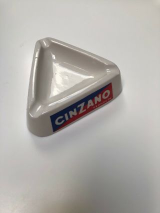 MCM Vintage 60s Cinzano Vermouth Triangle White Ceramic Ashtray Made in Italy A 4