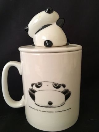 Vintage 2000 San - X TarePanda Tare Panda Ceramic Mug/Cup Panda On Lid Hello Kitty 2