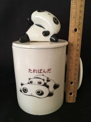Vintage 2000 San - X TarePanda Tare Panda Ceramic Mug/Cup Panda On Lid Hello Kitty 4
