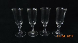 Set Of 4 - Vintage Clear Footed Shot Glasses - 4 Inch