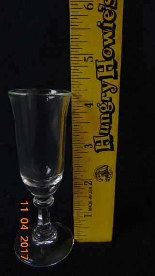 SET OF 4 - VINTAGE CLEAR FOOTED SHOT GLASSES - 4 INCH 3