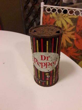 1958 50s Dr Pepper 10 - 2 - 4 Striped Flat Top Soda Can Rare One Year Only Steel