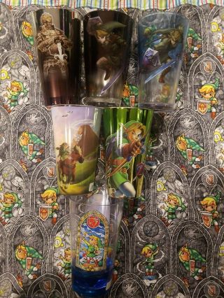 Zelda Pint Glass Set Of 6 Twilight Ocarina Windwaker New/unused