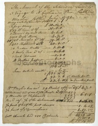 1792 Document - Early Americana - From The Papers Of Samuel Baylies