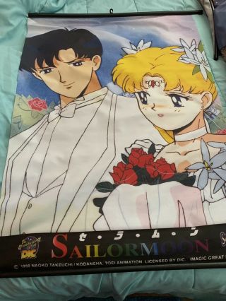 1998 Sailor Moon Wall Scroll Banner 42 3/4 " X 31 "