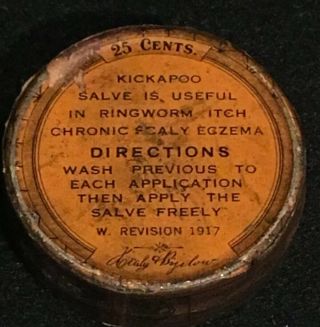 Graphic Early Drug Store Tin,  Kickapoo Salve,  Kickapoo Indian Medicine Co.  Rare 2