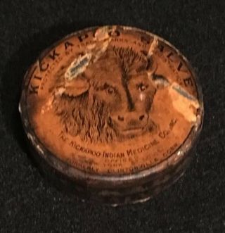 Graphic Early Drug Store Tin,  Kickapoo Salve,  Kickapoo Indian Medicine Co.  Rare 4
