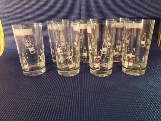Vtg Mcm Cocktail Glasses " Is Drinking " Coke Ginger Ale Water Scotch Rye Barware