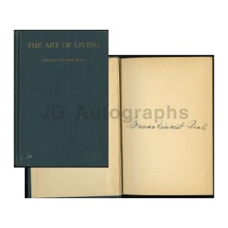 Norman Vincent Peale " The Art Of Living " - Signed Book,  1937 - Minister,  Author