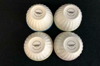 Set of 4 Starbucks White Fluted Ice Cream Bowls With Primary Colors 2007 4