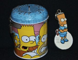 The Simpsons Money Box Tin & Key Ring Bart 2002