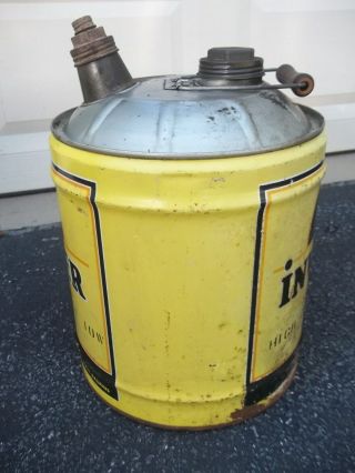 Vintage INVADER Motor Oil Gas Service Station 5 Gallon Can Knight Graphics Rare 2