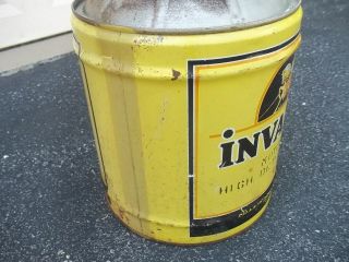 Vintage INVADER Motor Oil Gas Service Station 5 Gallon Can Knight Graphics Rare 5