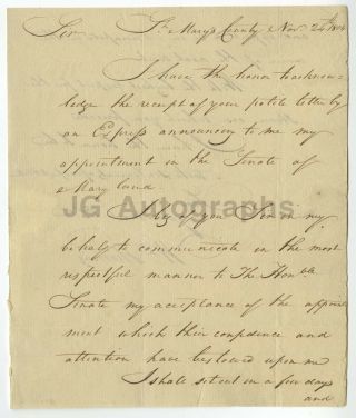 19th Century Maryland State Senate - Letter William Thomas To Richard Harcroad