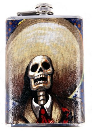 De La Luna Day of the Dead Borracho Skull Liquor Flask 8 Ounce Tequila Flask 3