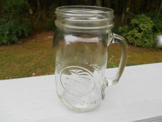 1 Golden Harvest Handled Drinking Jar Quart Wide Mouth By Anchor Glass